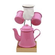 Conjunto Bule com 2 xicaras Rosa escuro Teteu