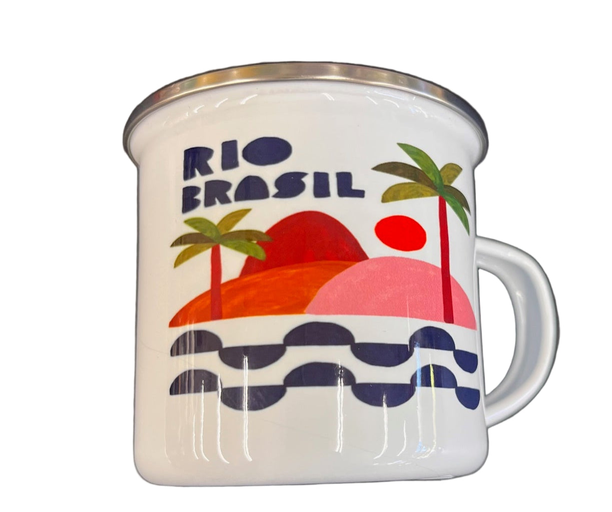 Caneca Esmaltada Branca Rio Brasil