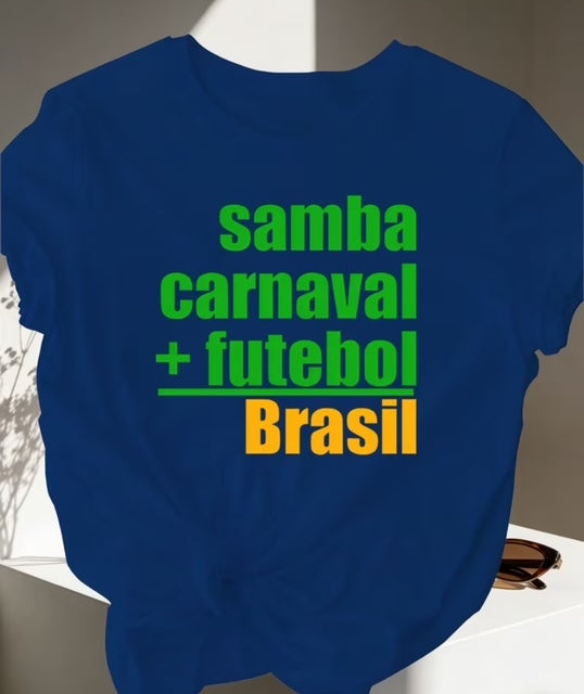 Camiseta Azul Samba, Carnaval + Futebol
