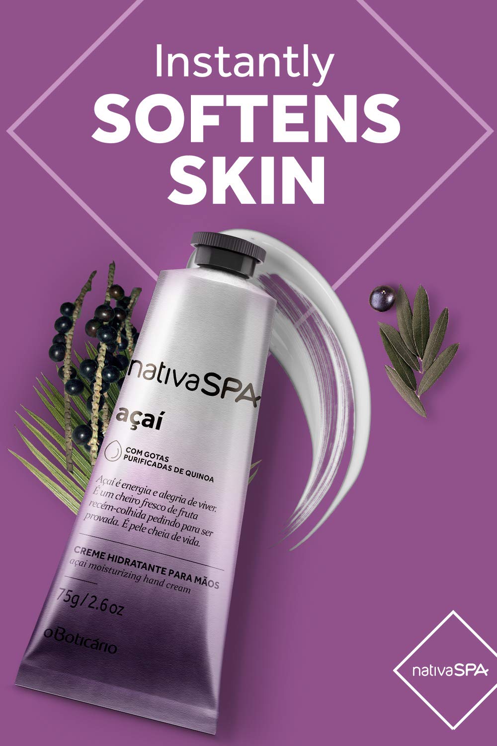 Nativa Spa Creme Para maos Acai O Boticario 75g