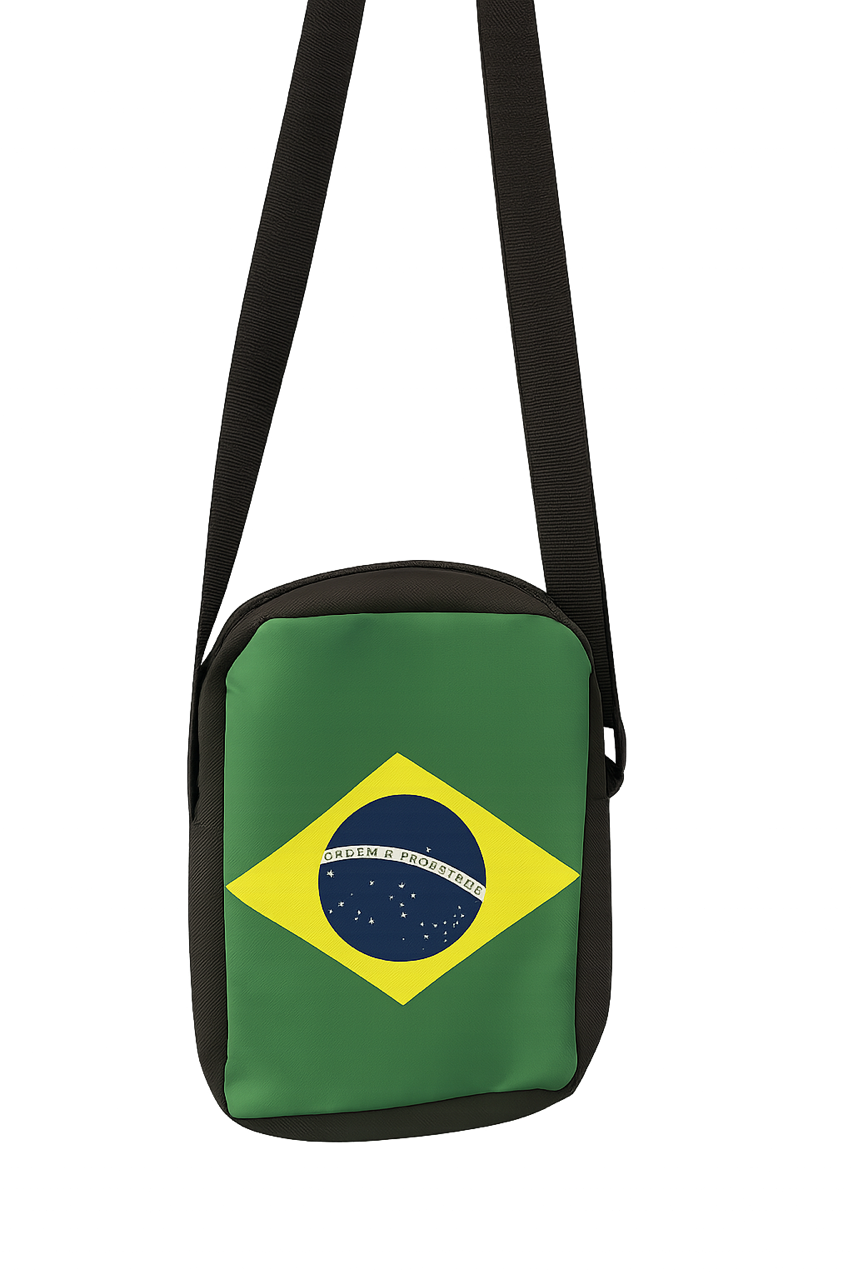 Bag Transversal Brasil - Preta Bandeira do Brasil