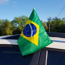 Bandeira Brasil com suporte para carro