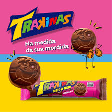 Biscoito Trakinas Chocolate com Morango 154g