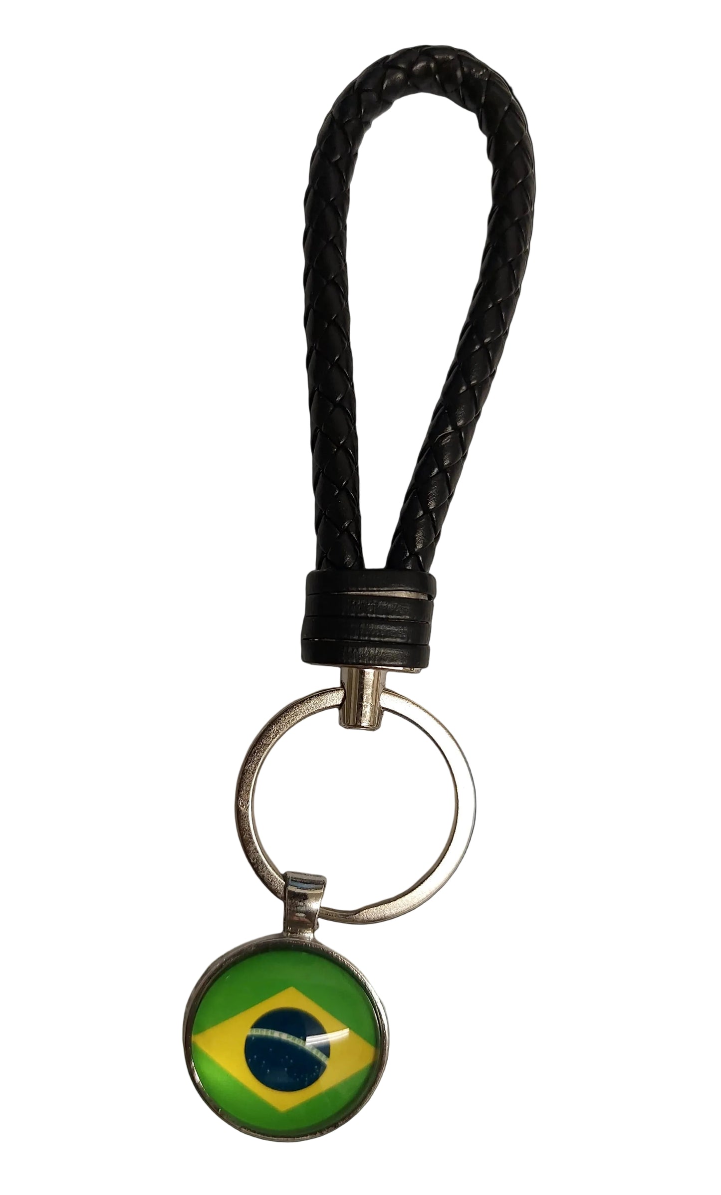 Chaveiro Bandeira Brasil Corrente de couro