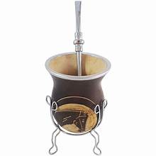 Conjunto de cuia e bomba e suporte