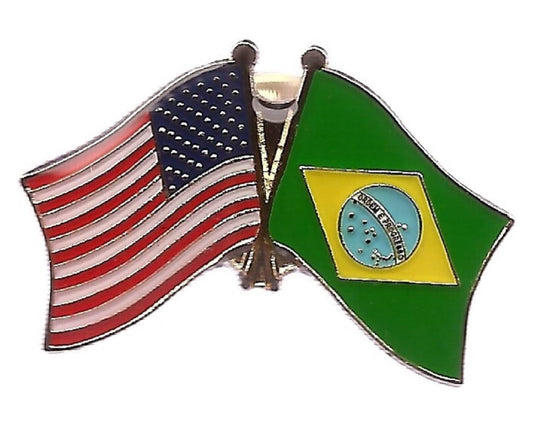 Button with US and Brazil Flags