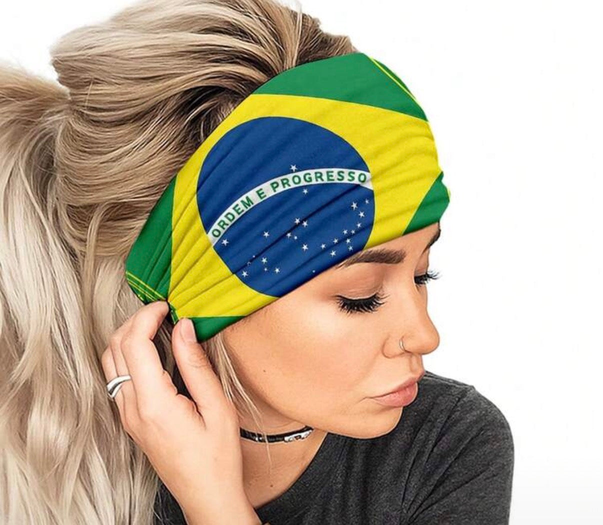 Faixa de cabelo Bandeira do Brasil