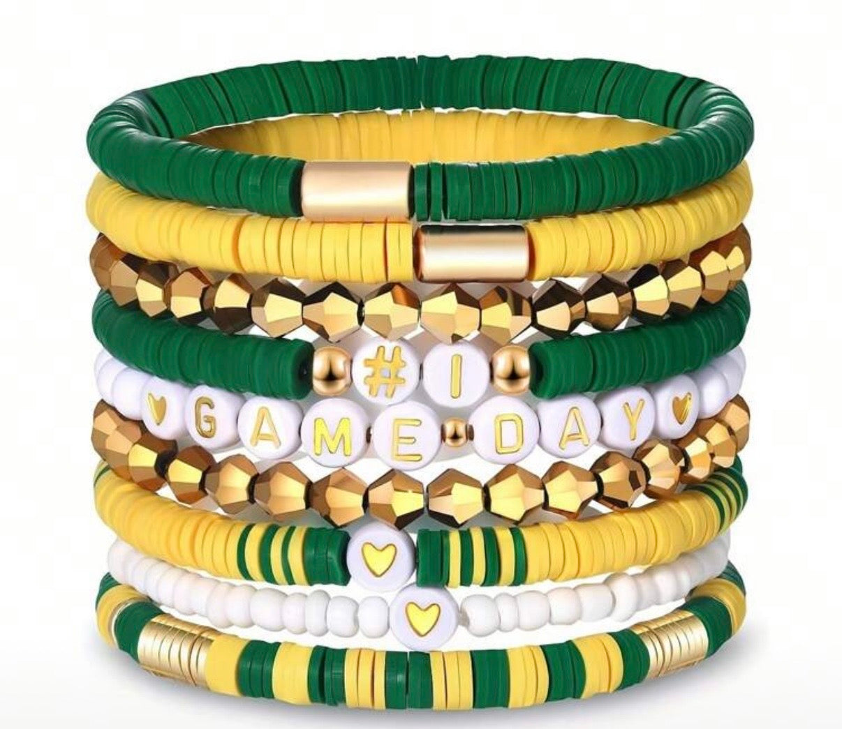 Kit de Pulseiras Verde Amarelo Game Day