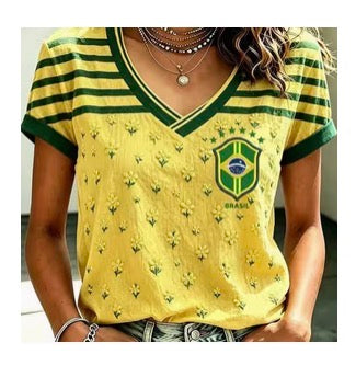 Blusa Amarela com verde e flores Brasil