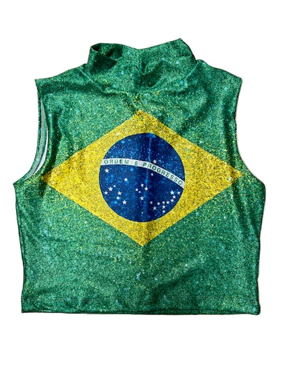 Blusa sem Manga Bandeira Brasil Mesclada