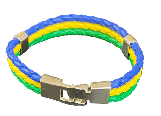 Pulseira verde, amarelo e azul