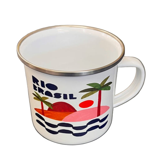 Caneca Esmaltada Branca Rio Brasil
