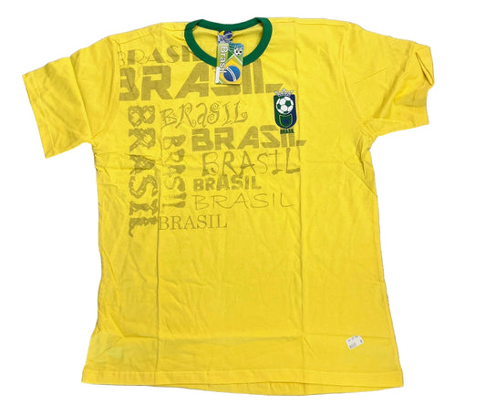 Camiseta do Brasil Amarela Escrito na Malha