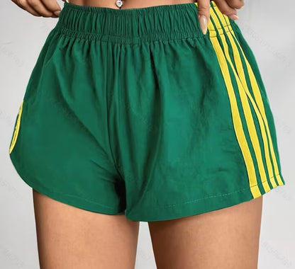 Shorts Listrado Verde e Amarelo