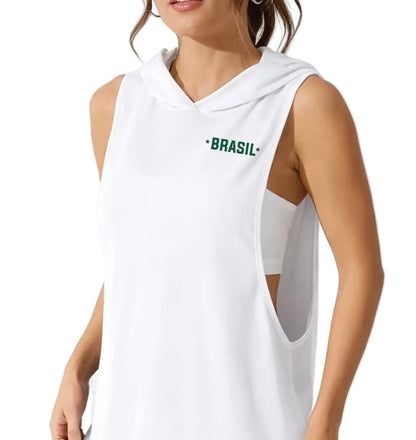 Blusa Branca com Capuz Brazil