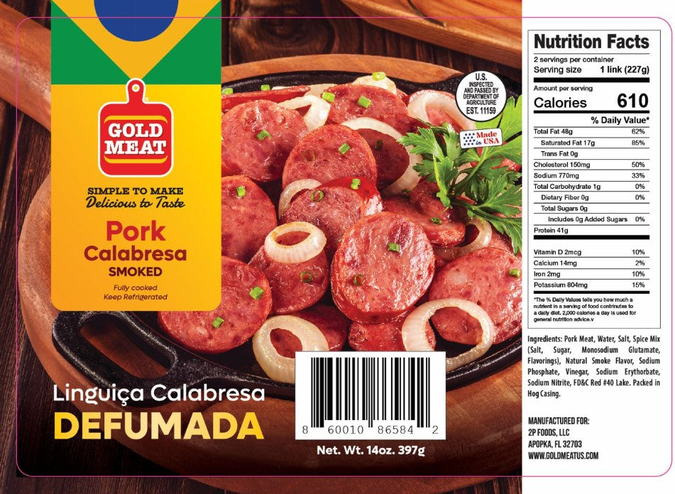 Linguica Calabresa Defumada Gold Meat 397gr