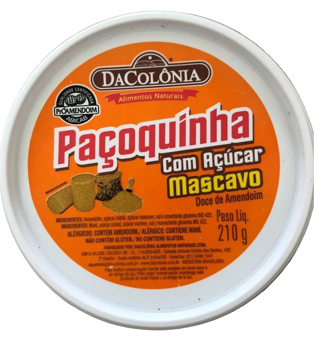 Pacoca Acucar Mascavo Da colonia 210g