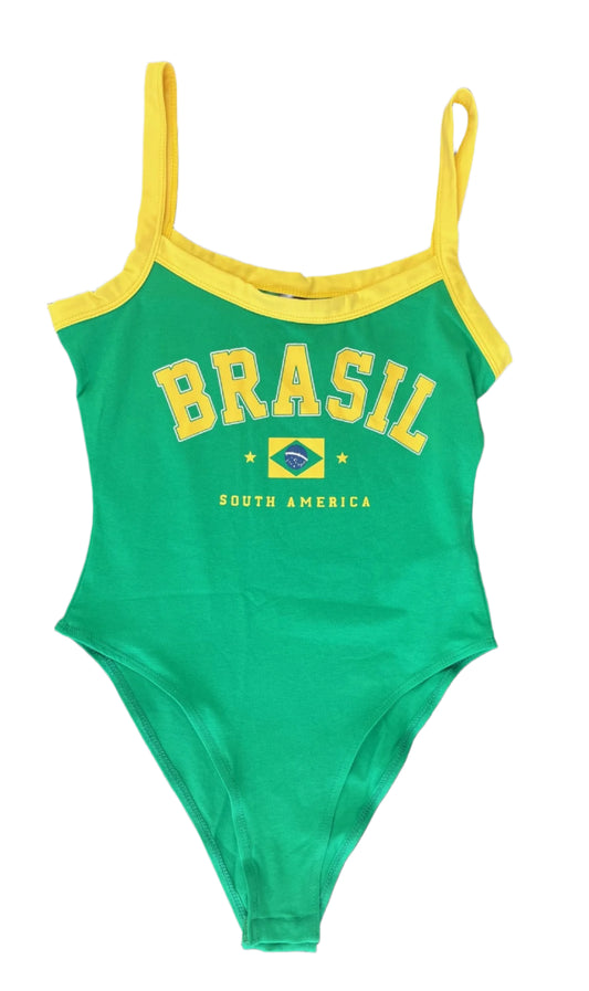 Body Adulto Verde e Amarelo Brasil