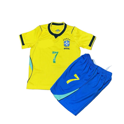 Conjunto Jersey Kids Amarela Brazil 2026 replica Vini Junior